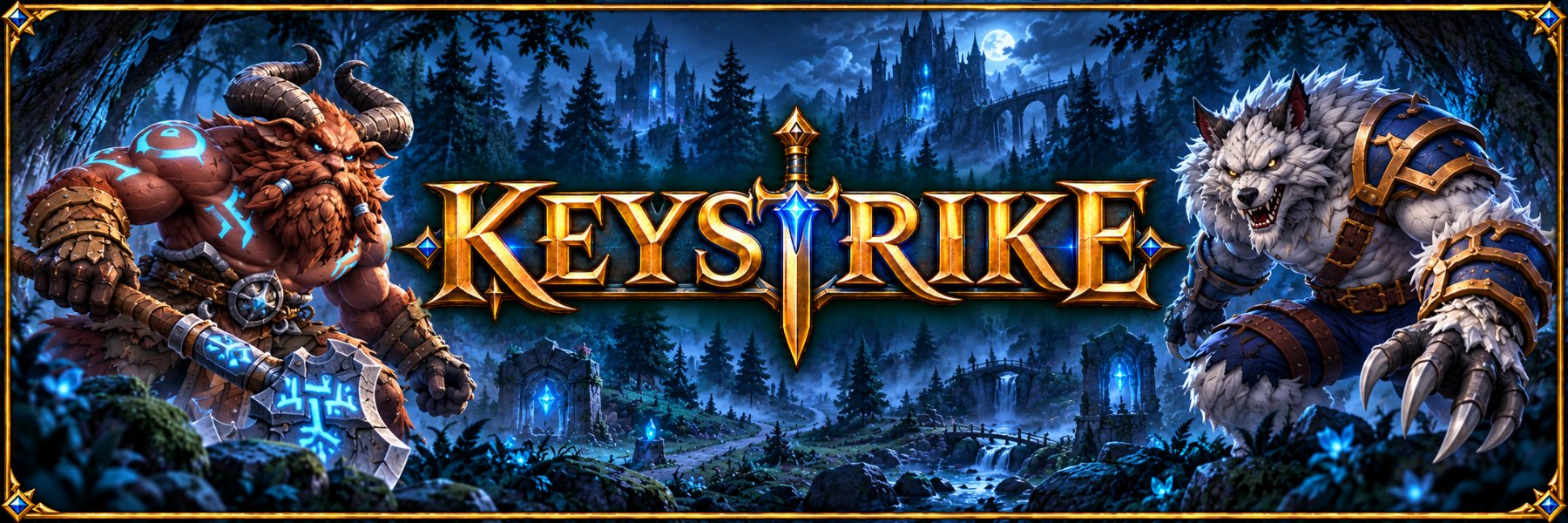 Keystrike key art with the Satyr and the Werewolf